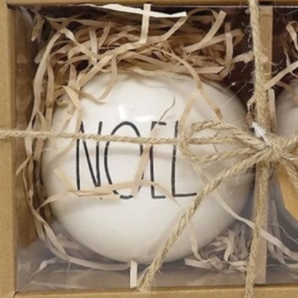 Rae Dunn Noel and Peace Ornaments, Cream - Picture 2 of 4